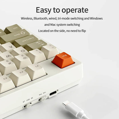 NEW Ajazz AK35I V3 MAX Tri-mode Wired Bluetooth Wireless Gaming Keyboard Gasket Full Key Hot Swap 104 Keys Customized Keyboard.