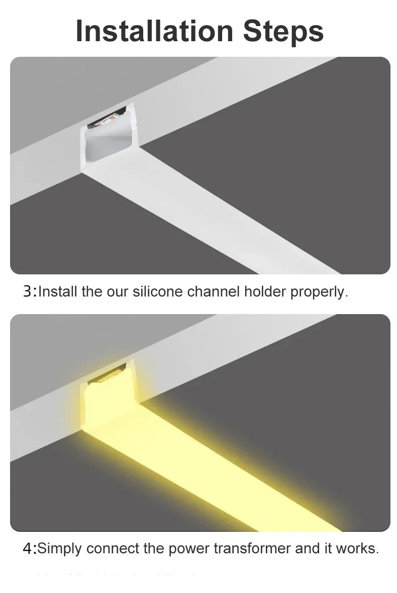 1M-10M Embedded LED Neon Rope Tube Black White Soft Recessed Silicone Diffuser Channel For 5050 COB Flexible Ribbon Strip Light.