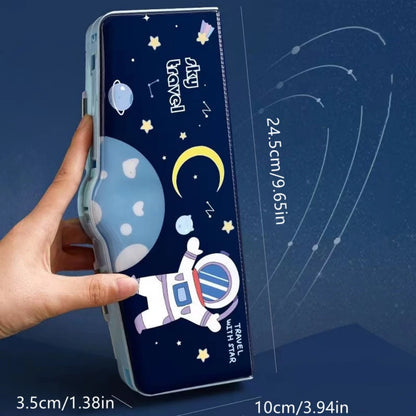 Mechanisches, verformbares, niedliches Federmäppchen mit Stifteinsatz, multifunktionaler Schlüsselschalter, Cartoon-Aufbewahrungsbox für Schule und Schreibwaren aus Kunststoff.