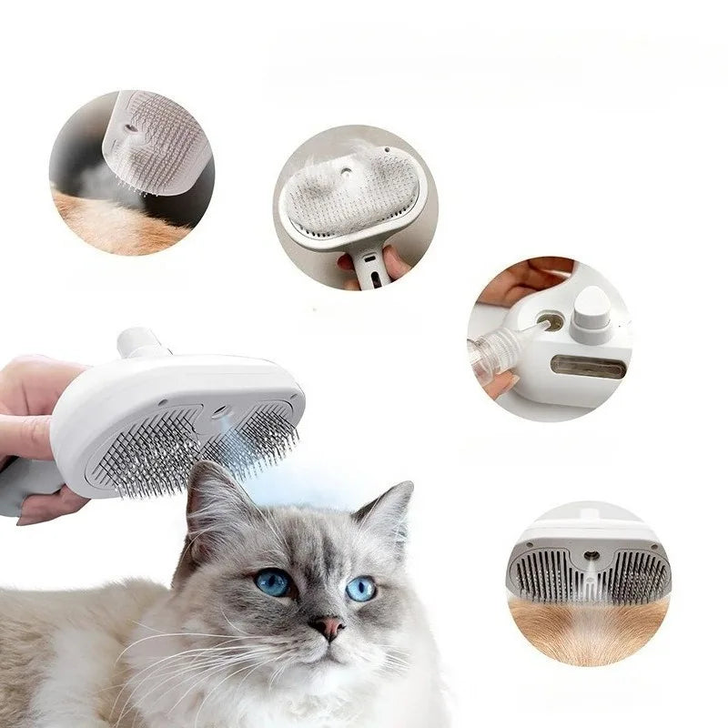 Pet Comb Steam Massage Brush Soft Tooth Spray Universal Brush 3in1 Hair Removal Multifunctional Massage Comb USB Spray Brush For.