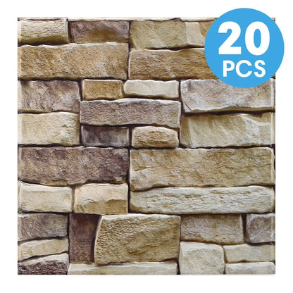 10/20Pcs, PVC 3D Faux Stone Wall Panels, Decorative Wall Decoration, Self-adhesive Panels, Easy to Install, 30cm x 30cm