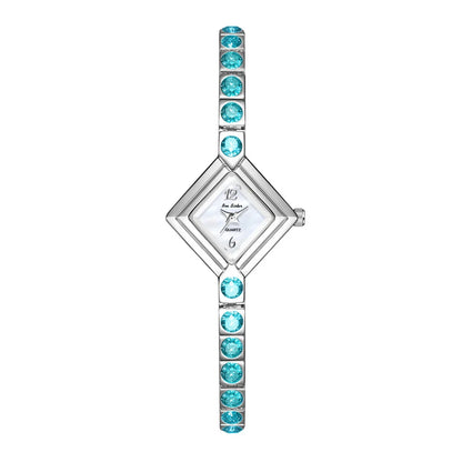 Luxury Women's Watch Square Dial Blue Rhinestones Bracelet Waterproof Fashion Elegant Wristwatch for Women Daily Wear Gifts.