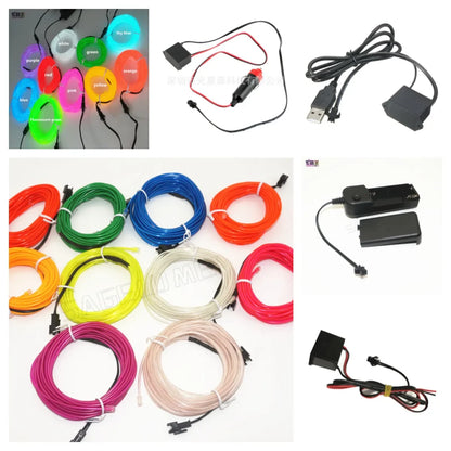 3V 5V 12V 2M/3M/5M Neon Light Dance Party Decor Light Neon LED lamp Flexible EL Wire Rope Tube Waterproof LED Strip.