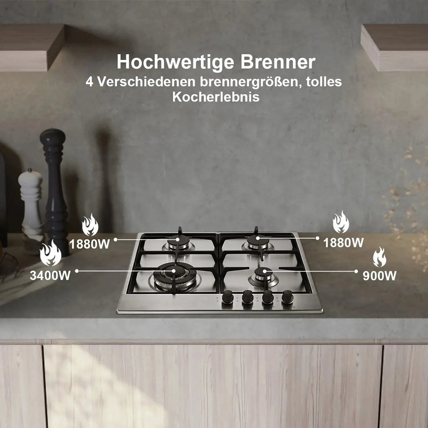 TopStrong 4 Burner Stainless Built-in Stove Natural Gas Propane Gas NG/LPG Gas Hob YYEUGCT-S04.