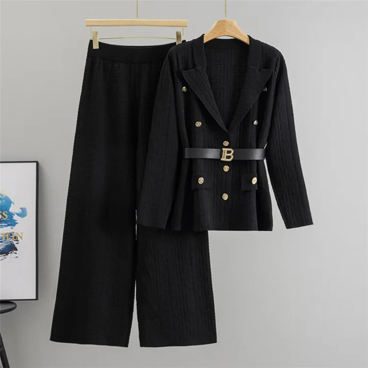 Women Sweater Wide Leg Pant Two Piece Set Muslim Knitted Pullover Casual Knit Outfits Suits Musulman Ensemble Autumn Winter 2025.