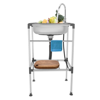 Freistehendes Küchenspülbecken mit Wasserhahn, 18,9 x 13,78 Zoll, Mehrzweckspülbecken-Set aus Edelstahl, 132 Pfund Kapazität für Zuhause, Wäsche, Garage