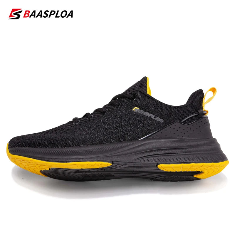 Baasploa Men's Running Shoes New Fashion Lightweight Mesh Breathable Walking Shoes Male Outdoor Casual Lace-Up Sports Shoes.