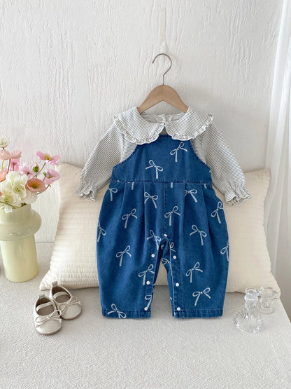 Baby Kleidung Herbst Neue Set, Kinder Koreanische Denim Overalls Zwei-stück Set, Ein Jahr Altes Baby Herbst Outfit.