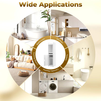 Schlankes Badezimmerschrank-Set, verstellbare Badezimmerschränke für Taschentücher, Shampoo, Badezimmer, Wohnzimmer, Arbeitszimmer, Weiß, 20 x 20 x 80 cm