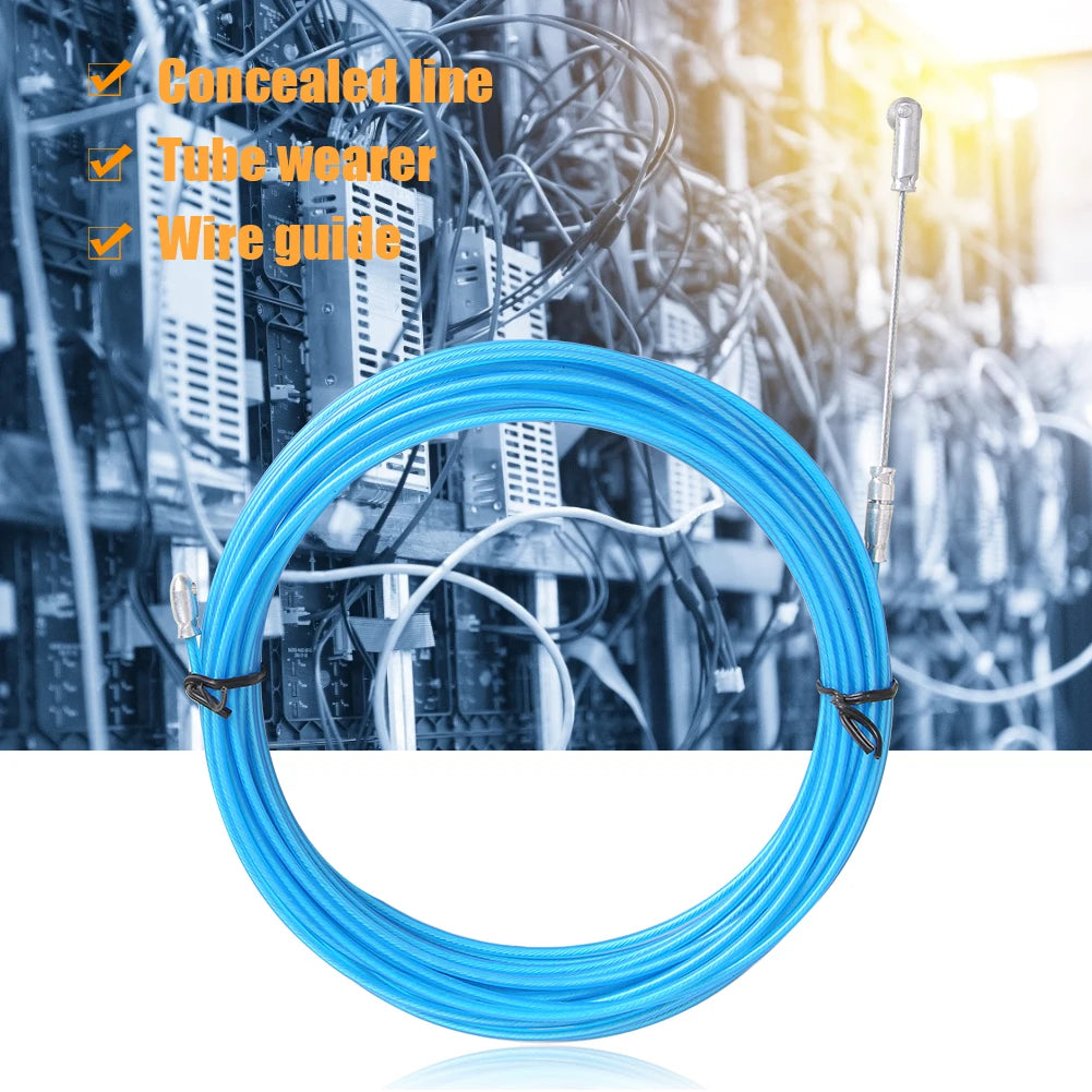 5/10/15M Universal Wire Puller Threading Device Steel Spring Rope Pulling Device With Pulley Electricians Wire Lead Cable Puller.