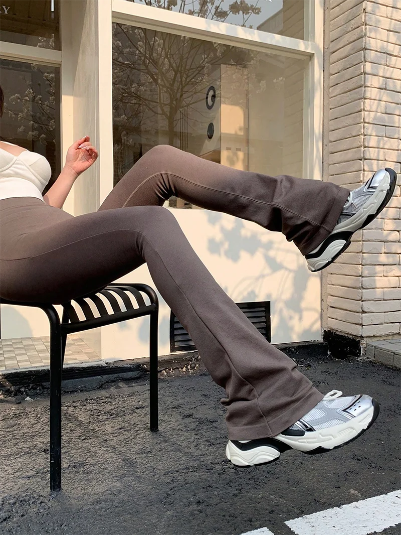 High Waisted Compression Without Awkward Lines Micro Flared Yoga Outdoor Wear Seamless Elastic Fitness Pants Lifting Leggings.