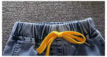 2024 Autumn Winter Boys Jean Set Jacket New Cowboy Jeans Suit Jacket Handsome Children Clothing