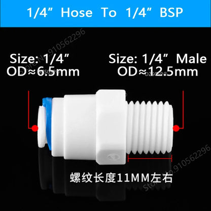 Fit for 1/4" 3/8" OD Tube Straight  Equal Reducer Connector Fitting Aquarium Reverse Osmosis RO Water Dispenser