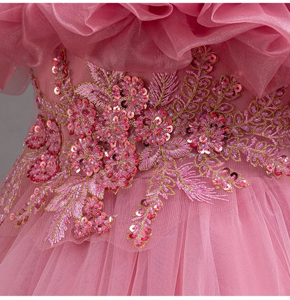 3-10 Jahre altes Mädchen Kinder schleppendes Kleid neues elegantes Mädchen Performance Puffrock Prinzessin Rock Blume Kinder Hochzeit Mädchen.