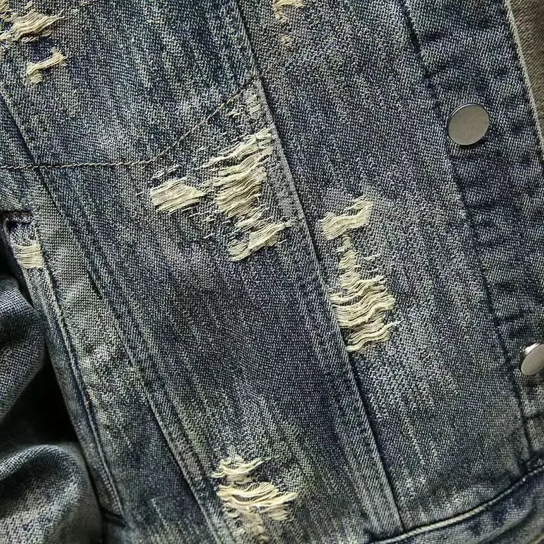 Spring Autumn New American Denim Coats Set Classic  retro Cowboy Jeans Trendy Two-Piece Sets Versatile Outerwear Casual Jacket.