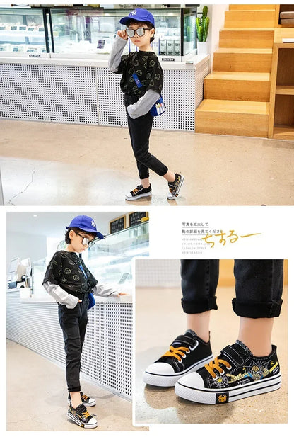 Disney Children's Canvas Shoes Spiderman Boys Sneakers Anti-slip Student Shoes Kids Soft Bottom Outdoor Shoes Sport Shoes