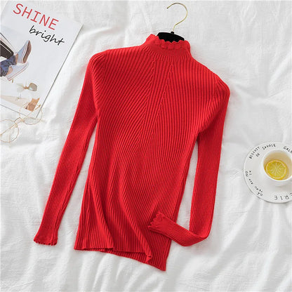 2026 weibliche Dünne Koreanische Strickwaren Tops Herbst Winter Pullover Frauen Hohl-out Pullover Langarm Rollkragenpullover.