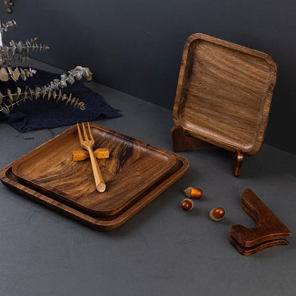 Square Wooden Serving Tray Hotel Style Ins round Corner Plate Wooden Material Jewelry Packaging And Display Tools.