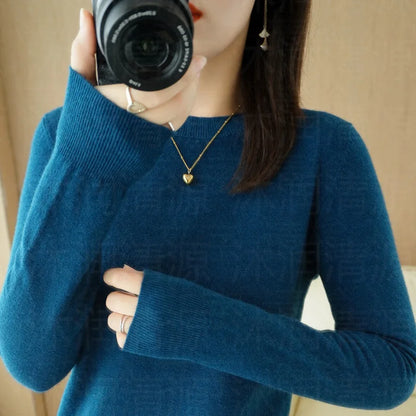 Herbst und Winter Kaschmirpullover Damen Rundhalspullover lässig gestrickt Top Damen kurze Unterwolle Mode 18 Farben