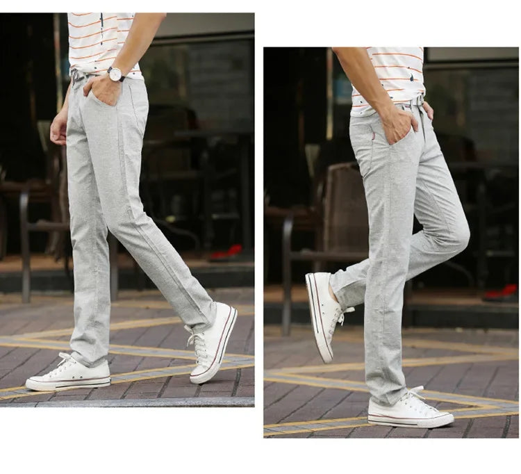 Summer Thin Men's Casual Pants Straight-Leg Loose-Fit Linen Trousers Youth Men's Pants Direct From Manufacturer Wholesale.
