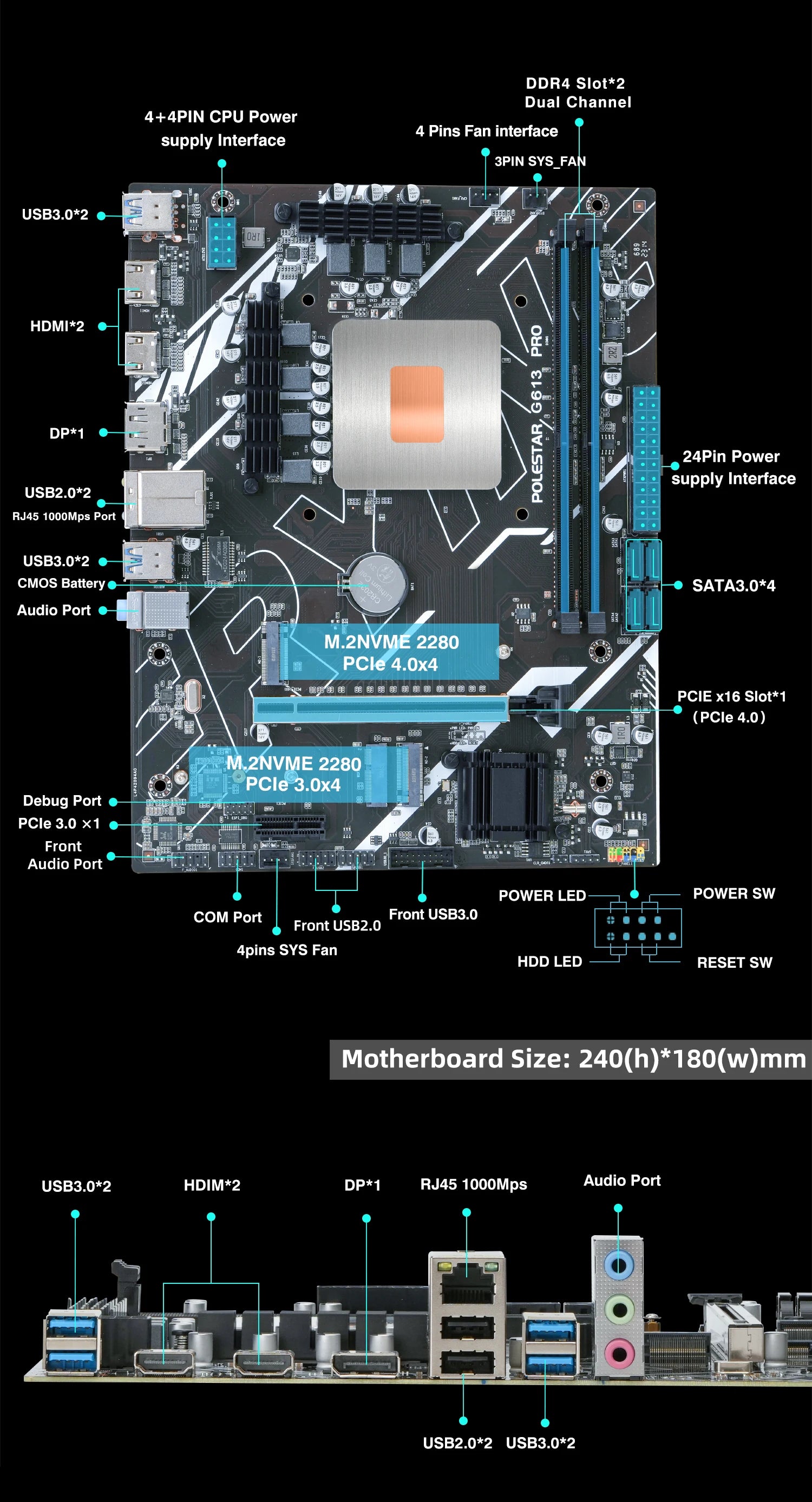 G613 DIY Gamer Motherboard with 11th Core CPU 0000 ES 2.2GHz 8C16T (Refer to i7 11800 ) DDR4 1151 Mainboard.