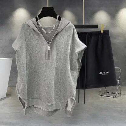 Korean Large Size Casual Sports Shorts Single Piece/suit Men Trend All-match Fashion Straight Leg Loose Half Pants Streetwear.