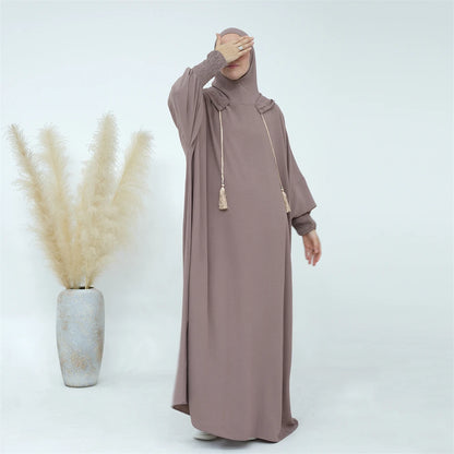 Ramadan Eid Dubai Linen Khimar Abaya Damen Muslim Modal Hijab Dress Kaftan Abayas For Women Kebaya Robe Femme Musulmane.