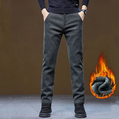 Men's Winter Velvet Casual Pants Thickened Warm Slim Fit Comfortable Solid Color Trousers Korean Fleece  Fashion Outdoor Jogging