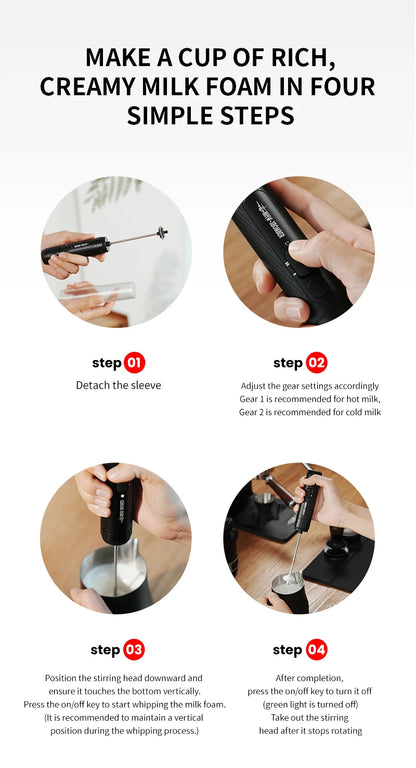 MHW-3BOMBER Official Electric Milk Frother Portable Home Barista Tools Kitchen Accessories