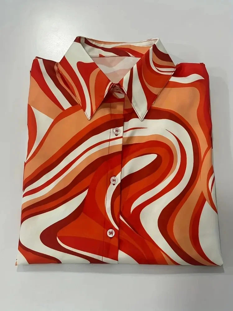 Fashion Luxury Women's Shirts French Texture Printing Women's Shirts Spring And Autumn Long-sleeved Women Business Office Shirts.