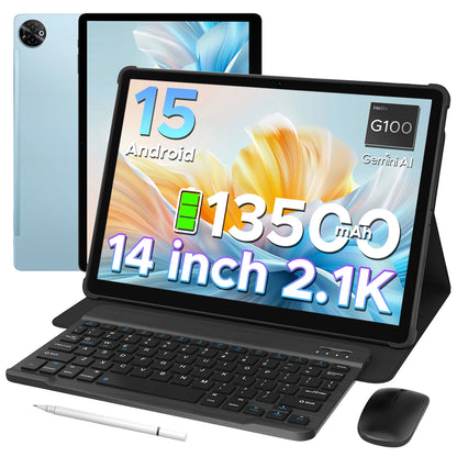 Doogee Tab E3 Max 2 in 1 Tablet Pc 14" 2.1K Display Android 15 32Gb (8+24) 256Gb 13500Mah Battery Qual Speaker Helio G100 Tablet