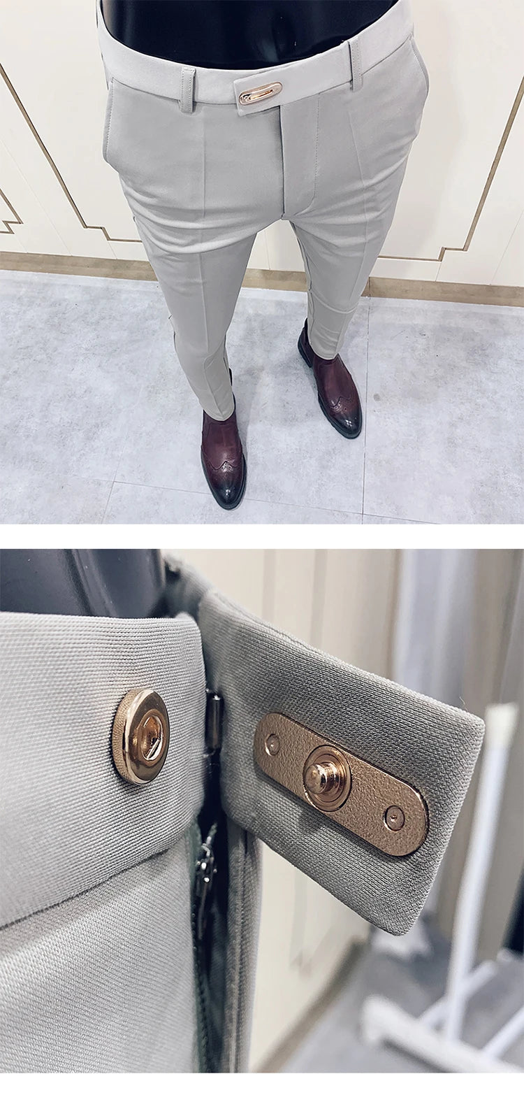 Men Suit Pants Dress Pantalone Hombre Stretch Slim Formal Trousers Calça Masculina Solid Color Casual Pants Fashion Men Clothing