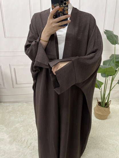 Split Sleeve Open Abaya Kimono Comfort Minimalist Muslim Outfit Islamic Clothing Modest Fashion Without Slip Dress.