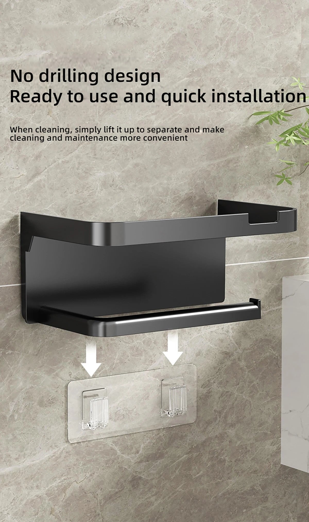 1 Stück wandmontiertes Aufbewahrungsregal, Toilettenpapierhalter, No-Punch Roll Organizer – Badezimmer-Aufbewahrungszubehör