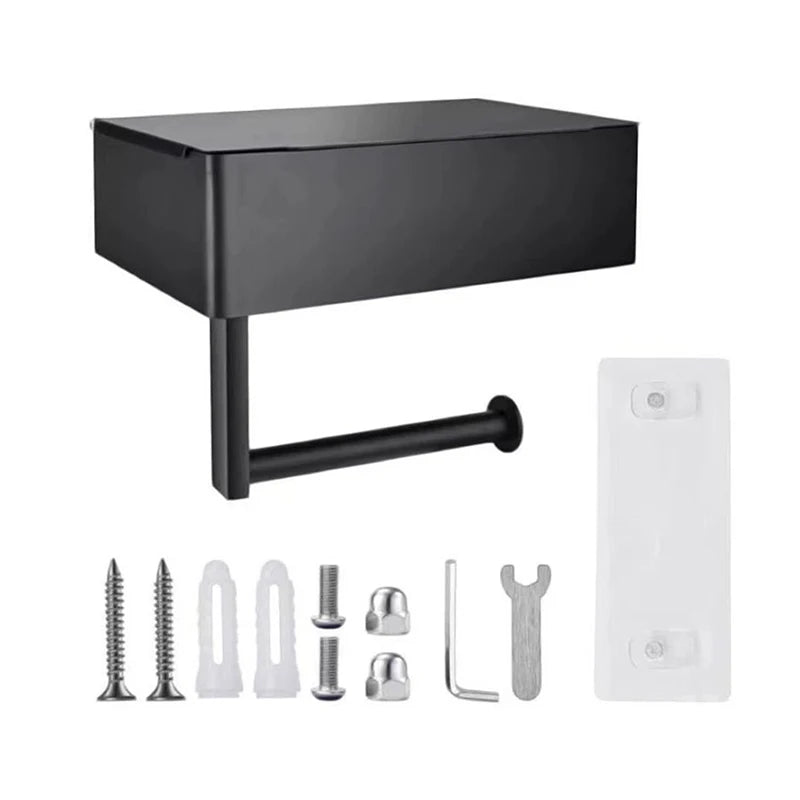 An der Wand montierter Toilettenpapierhalter mit Regal und Aufbewahrungsbox, Multifunktions-Tücherspender, passend für die Aufbewahrung von Badezimmer-Wischtuch