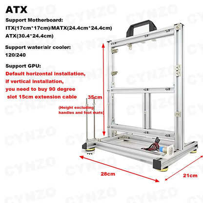 Open Computer Case Frame DIY Creative Rack Mini ITX MATX Gamer Cabinet ATX Air/Water Cooler 360 Desktop PC Gaming Chassis.