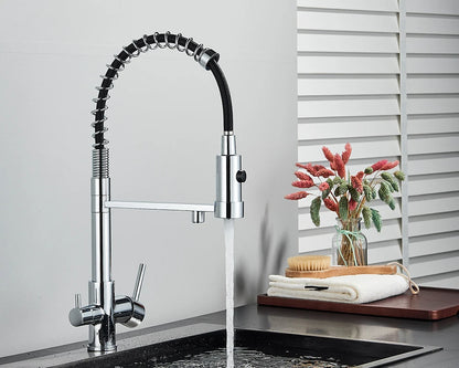 Black Filtered Kitchen Water Filter Kitchen Faucets Dual Spout Filter Faucet Mixer Water Purification Water Crane For Kitchen