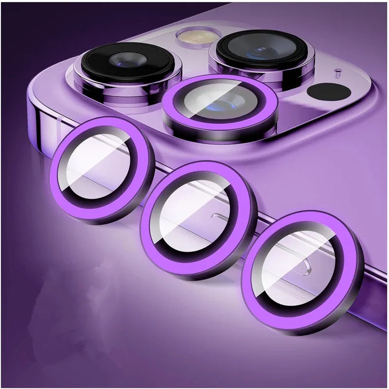 Night Light Luminous Metal Glass Camera Lens Protector for IPhone 16 15 14 1311 Pro Max Plus 12 Mini 16Pro Ring Lens Film Cover