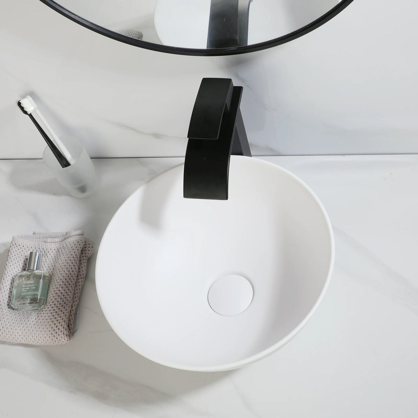 KEMAIDI Waschbecken-Set für Badezimmer, blaues Waschbecken, Deckmontage, Waschtisch-Waschbecken mit einem Griff, Aufsatzwaschbecken-Wasserhahn-Kombination