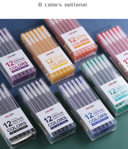 Deli 12 Teile/satz Gel Stift Schule Stifte Set Stift 0,5 MM Farbe Tinte Schreibwaren Student LieferungenWasser-basierte Stift Schreiben malerei Werkzeuge.