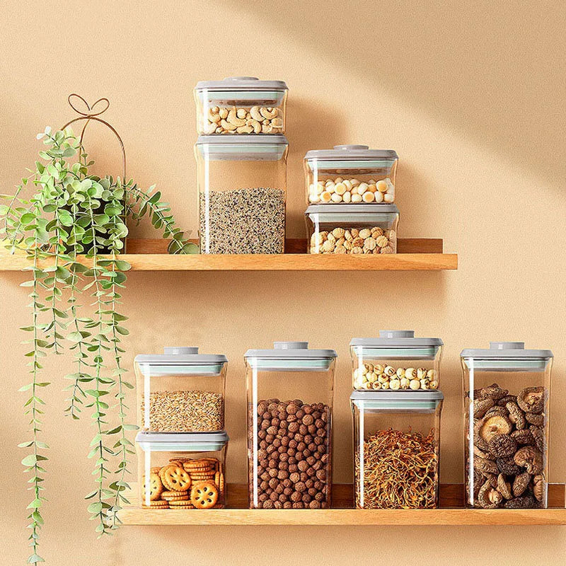 Airtight Food Storage Containers with Lids,Top Pop One Button Control,Air Tight Stackable Dry Cereal Container Set for Pantry.