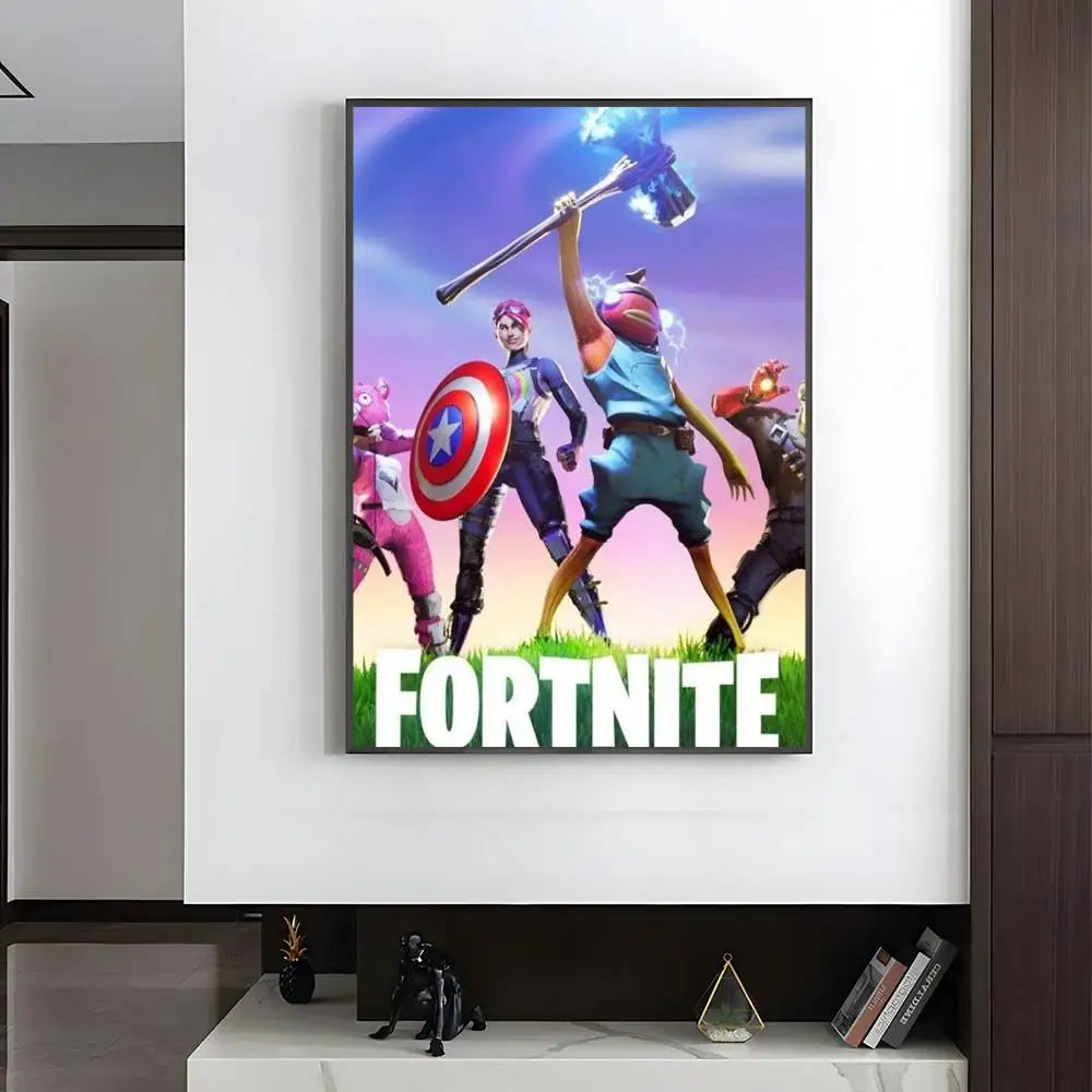 1pc F-Fortnites Poster HD art sticky wall waterproof home living room bedroom bar aesthetic decoration.