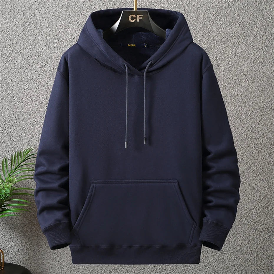 Large Size Men's Hoodie Jacket Hooded Long Sleeve Thick Warm Fleece Lined Sweatshirt Male Casual Winter 10XL 12XL Extra Big Plus.
