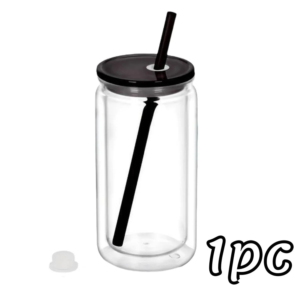 16OZ DIY Snowglobe Tumbler with Pre Drilled Hole Reusable Plastic Water Bottles Break-Resistant Mason Jar Cups for Holiday Gifts