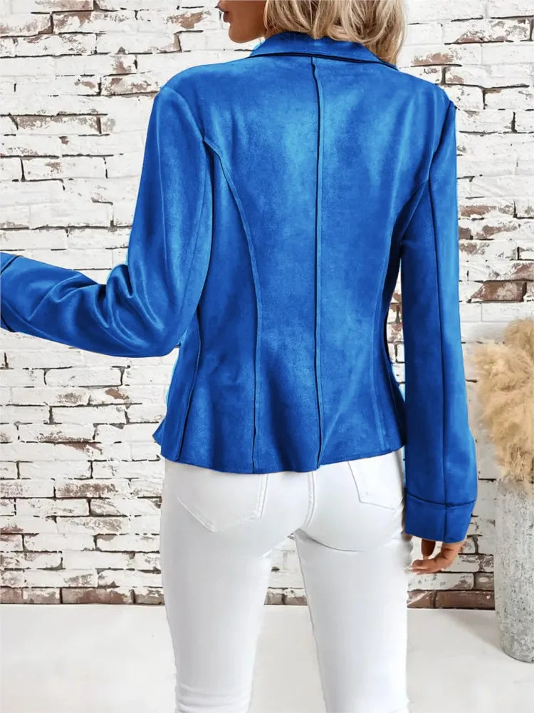 2025 mode Herbst Winter Neue Stil Modische Jacken Langarm Kerb Kragen Abnehmen Einfarbig Mantel Frauen Outer.