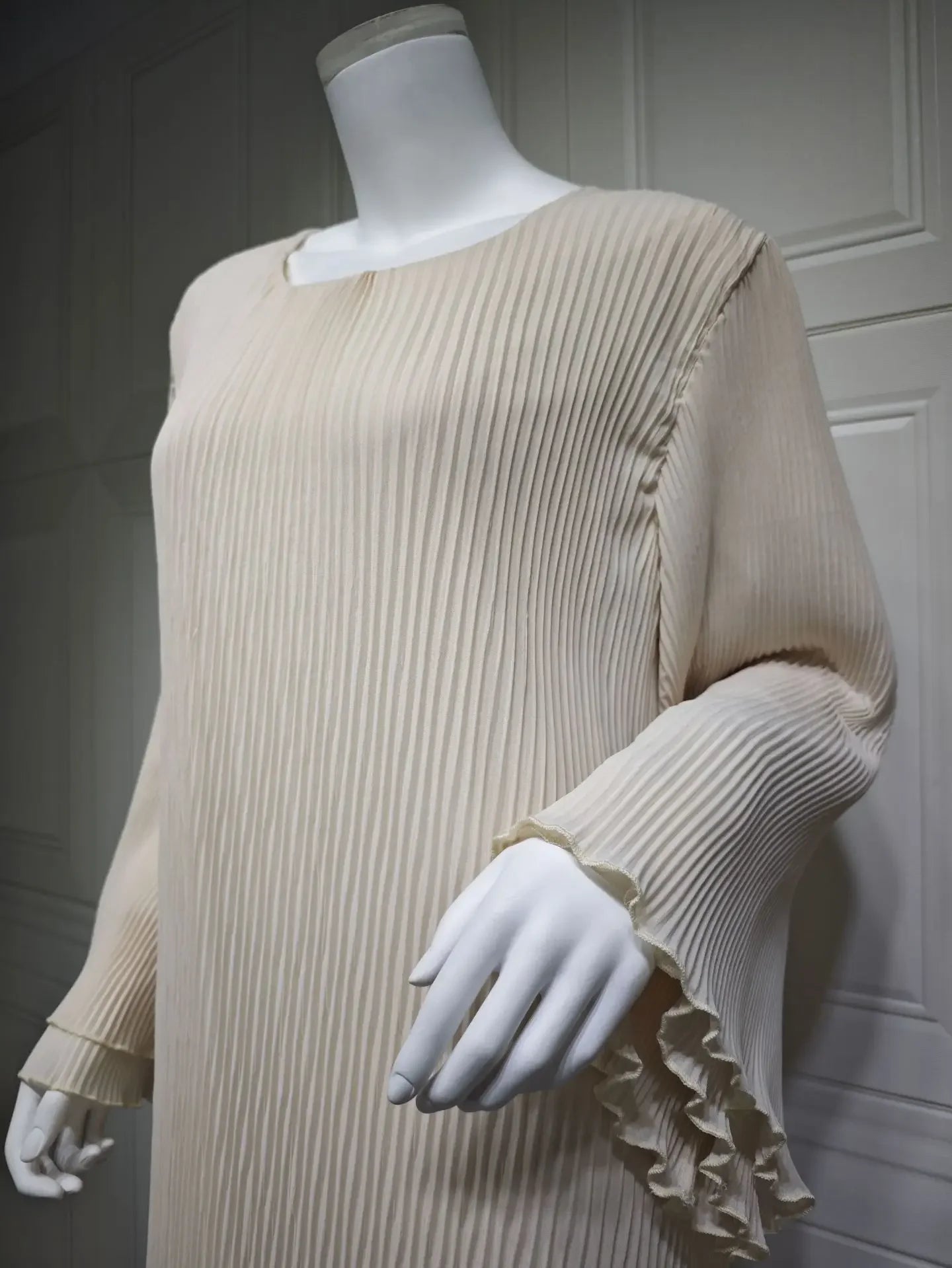 Eid Muslim Dress for Women Pleated Flare Sleeve Jalabiya Kaftan Islam Vestidos Arab Long Robe Ramadan Morocco Dubai Abayas 2024