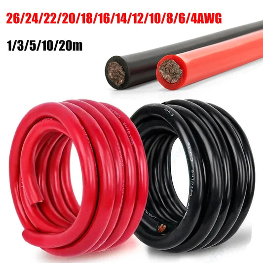 Red Black Silicone Cable Heat Resistant Silicone Wire Flexible Tinned Copper Stranded Wire For Auto Battery Solar Panel Inverter.