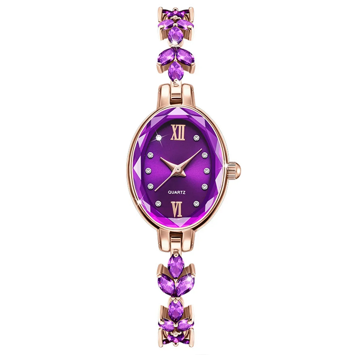 Women's Watches Light Luxury Diamond Inlaid For Clover Watch Waterproof Oval Ladies Fashion Quartz Bracelet Wristwatch.