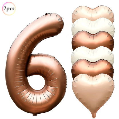 40in Cream Big Number Balloon 18in Three Color Love Foil Helium Balloons Aldult Birthday Set Boys Girls 1st Birthday Decorations