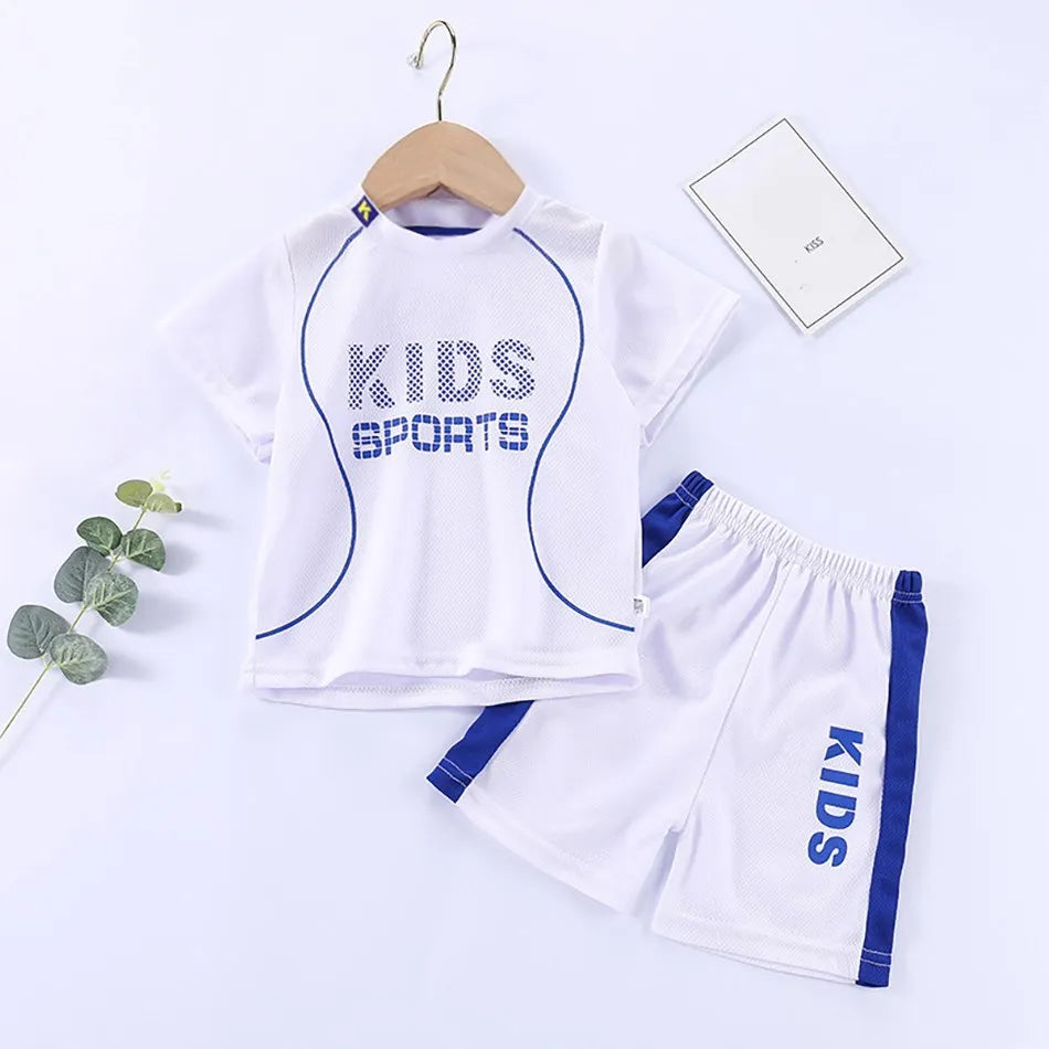 Children Clothing Set Kids Short Sleeved Summer Outfit Quick Drying Football Set Boy Girl Sport Wear Soft Breathable 1-12 Years.